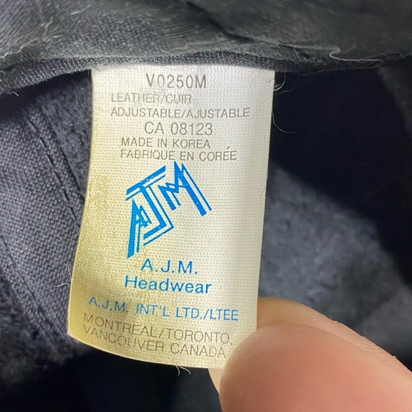 Vintage Black Leather Red Embroidered Brazel Construction Trucker Hat - Picture 9 of 11